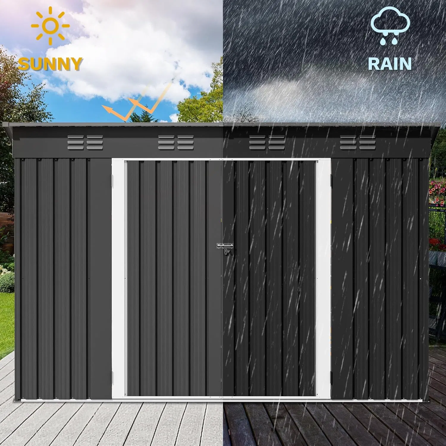9.1X4.2FT Metal Outdoor Storage Shed with Window