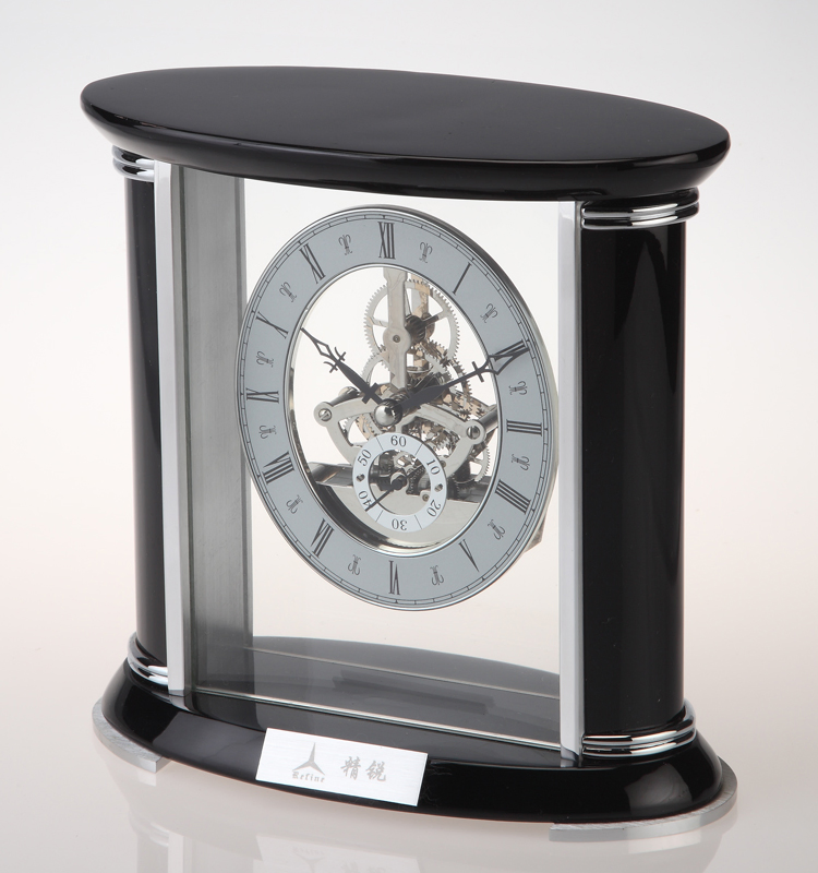 Black Oval Skeleton Clock