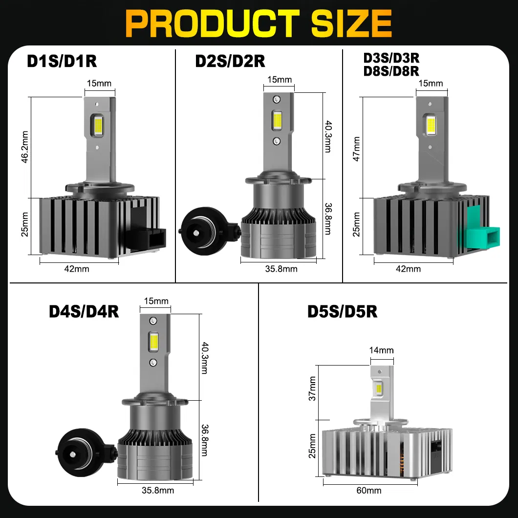 Сверхъяркая автомобильная LED-лампа D1S/D2S/D3S/D5S для ближнего и дальнего света