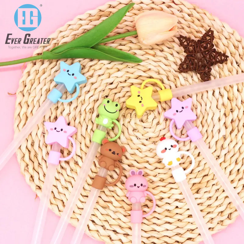 10mm Reusable Straws Tips Dust Toppers Star Covers Silicone Drinking Straw Toppers