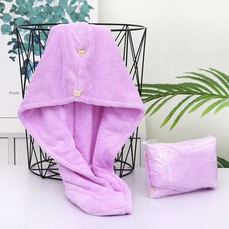 Women Microfiber Turban Head Wrap Bathroom Home Shower SPA Hat Cap