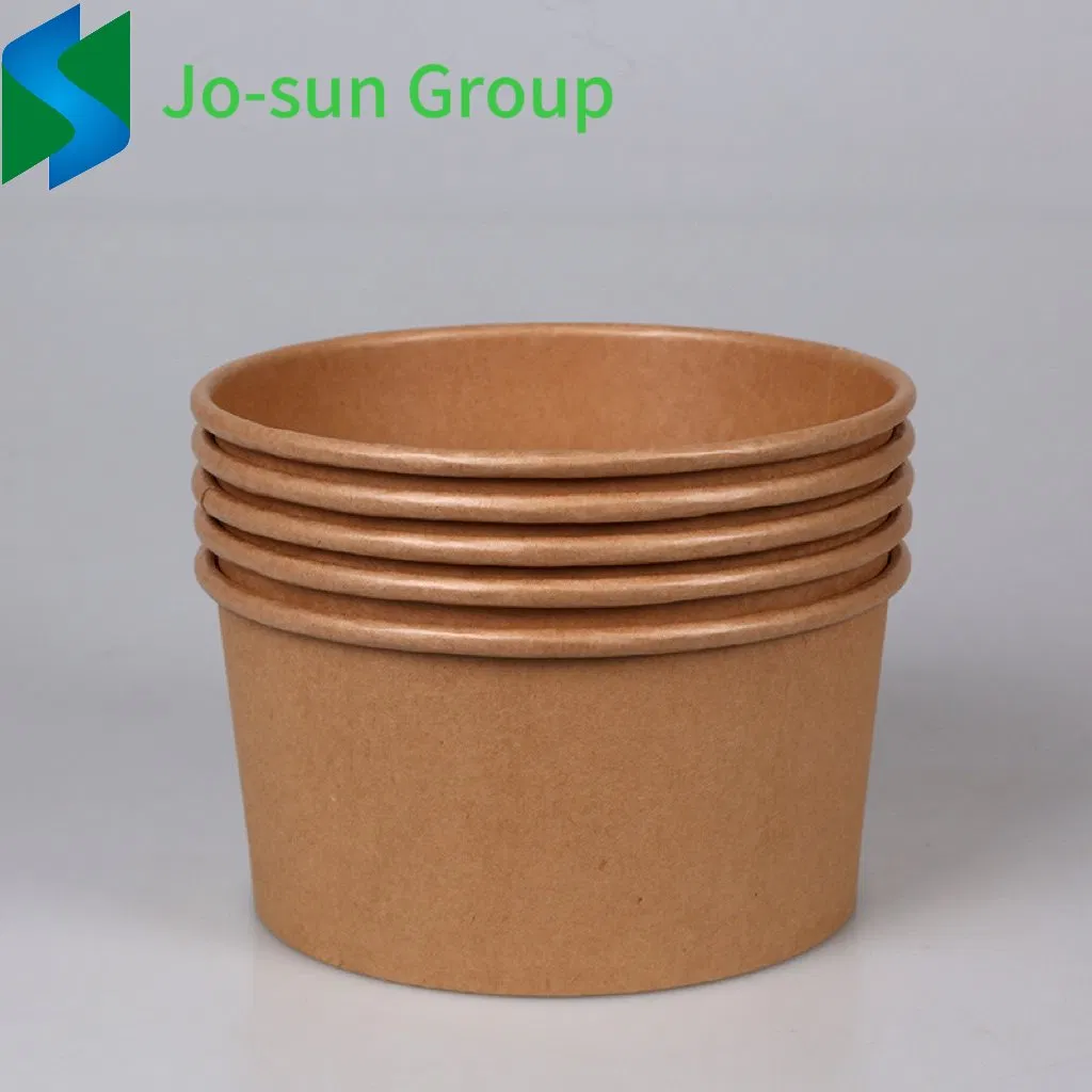Biodegradable Disposable Customized Printed Fast Food Kraft Paper Salad Bowl with Lid