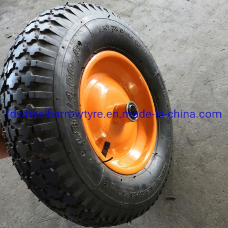 4.00-8 High Quality Pneumatic Wheel with Diamond Pattern for Wheelbarrow, Hand Trolley, Gardening Carts