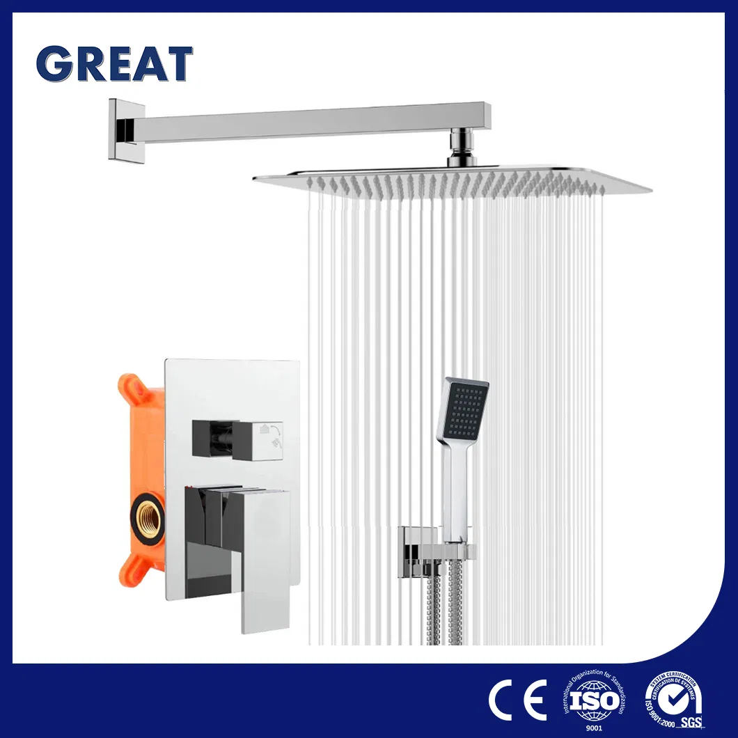 Great China Rain Shower Faucet Suppliers Portable Hot Water Shower Gl502603A501 Concealed Shower Set with Box Thermostatic 2 Handle Shower Faucet Set