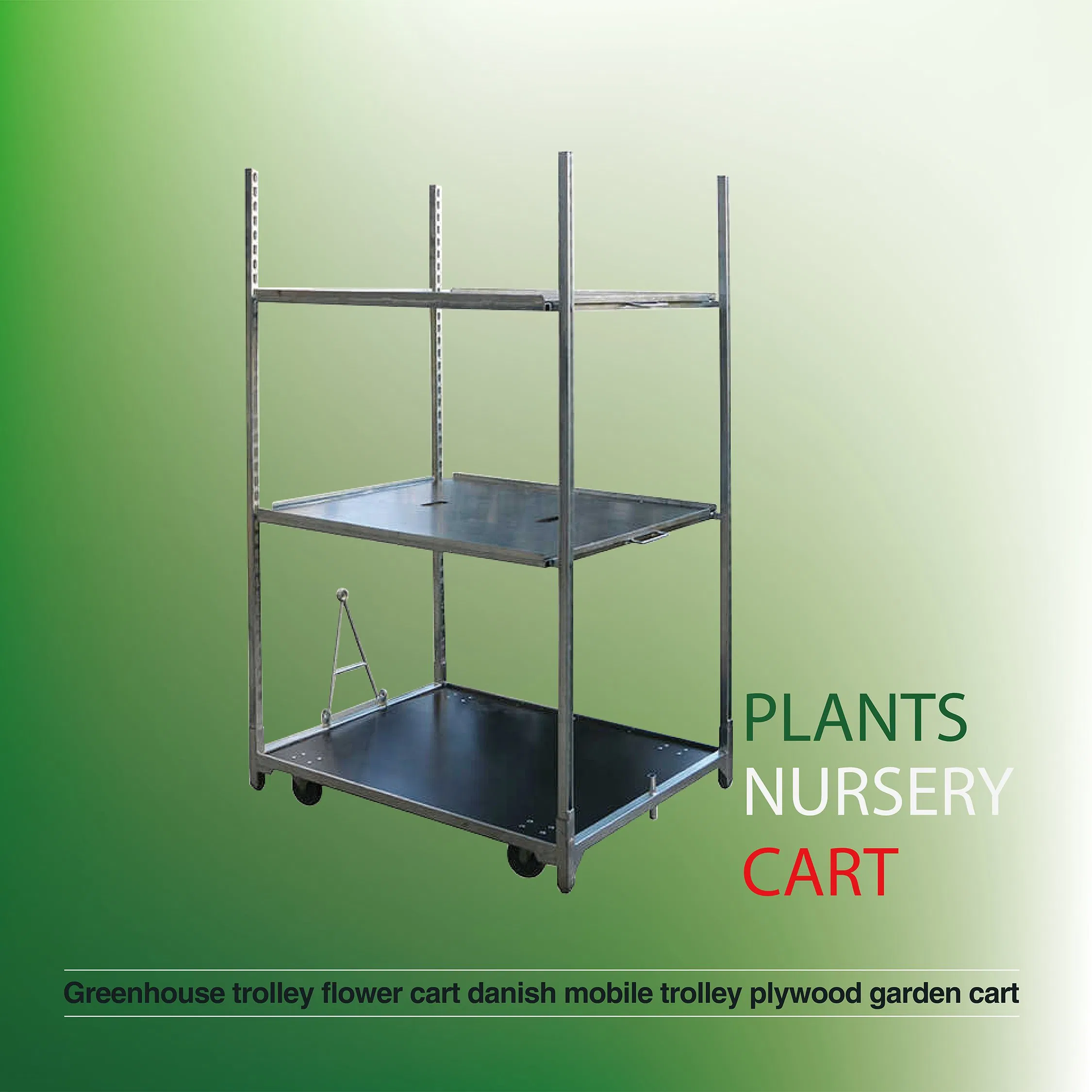 Greenhouse Trolley Flower Cart Danish Mobile Trolley Plywood Garden Cart
