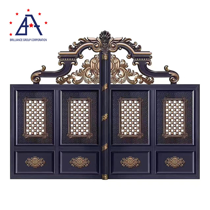 2020 New Wrought Iron Double Single Entry Doors Modern Wrought Iron Garden Gate Factory in China