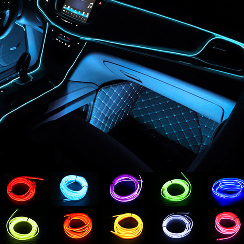 Светодиодная лента EL для авто, 5м, 10 цветов, USB