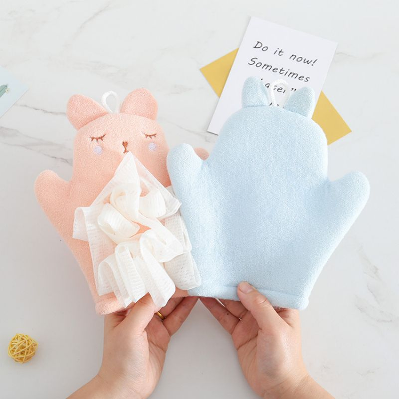 Bath Mitt Washcloths Gloves, Cute Rabbit Exfoliating Glove Body Scrubber