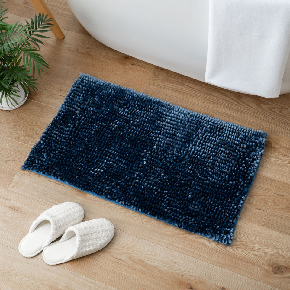 Super Soft Chenille Bath Mat Bathroom Rug Non-Slip Washable Quick Dry Non Slip Shower Mat