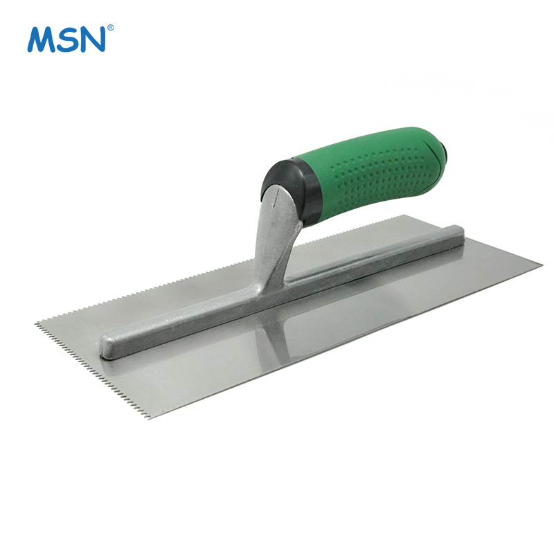 MSN Flat V Notched Trowel Stainless Steel Soft Grip Flooring & Tiling Notched Trowel