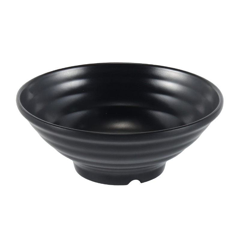 Wholesale Plastic Black Melamine Stripe Reman Bowl Matte Dinner Noodle Bowl Restaurant