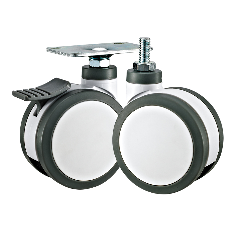3"4"5"Medical Bed Caster Top Plate Twin Wheels Hospital PU Medical Casters Full-Plastic Medical Equipment Casters Type a