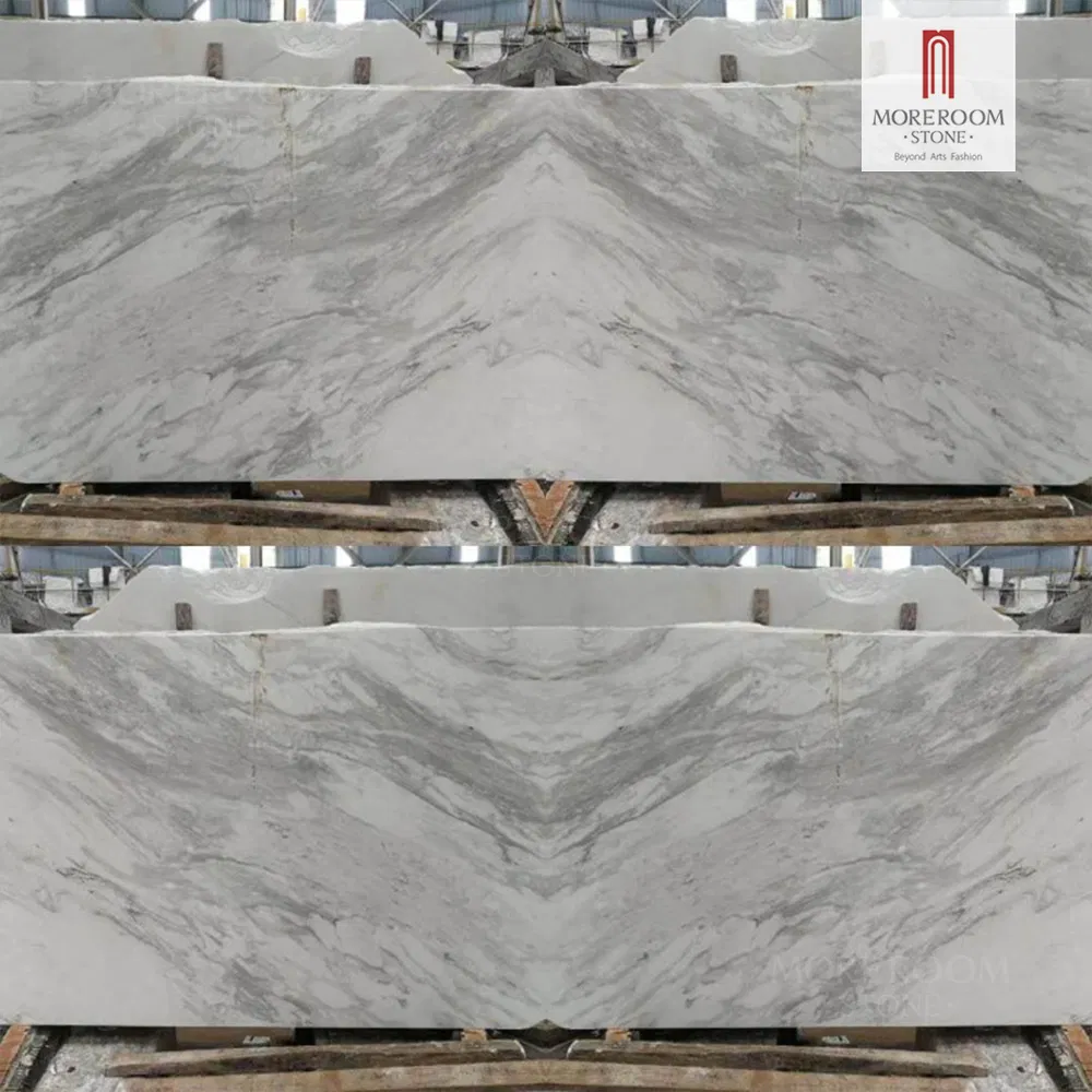Natural Bookmatch White Marble Slabs for Indoor Flooring and Walling