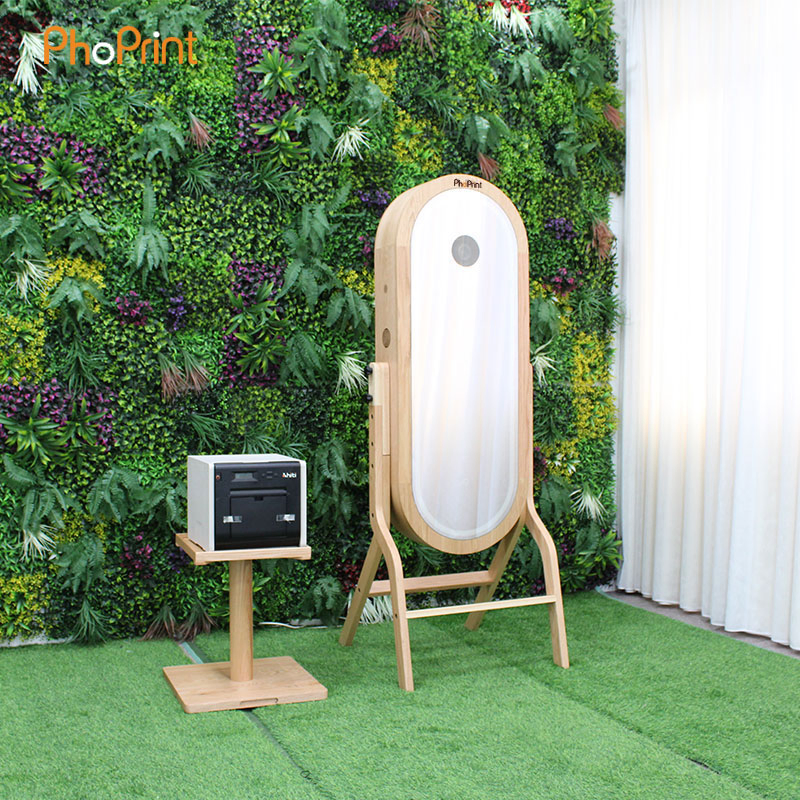 Phoprint Wooden 55 Inches Touch Screen Photo Booth Instant Print Events Mirror Photo Booth