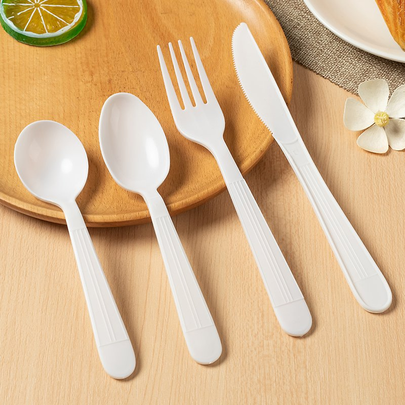 PS Material High Quality Cutlery Spoon Knife Fork Sets Eating Hotel Restaurant Manufacture Custom Disposable Tableware