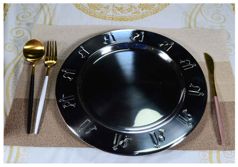 Metal Tray Stainless Steel Serving Charger Dinner Plates for Banquet Wedding