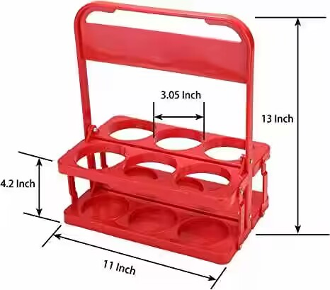 Foldable Red Black 6 Bottle Beer Carrier Barware Portable Beer Bottle Rack Plastic Bottle Holder for Big Cups Custom Logo