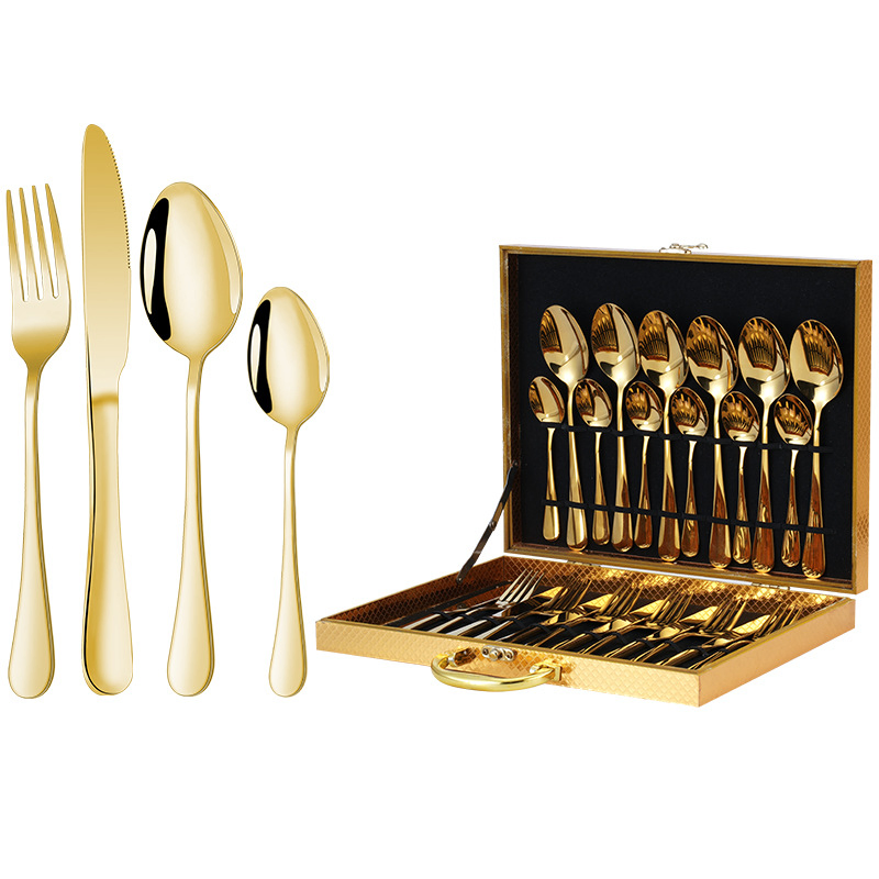 Cutlery Set Knife Fork Spoon Cutlery 24PCS Flatware Sets Stainless Steel Set Gold Silverwaret for Wedding