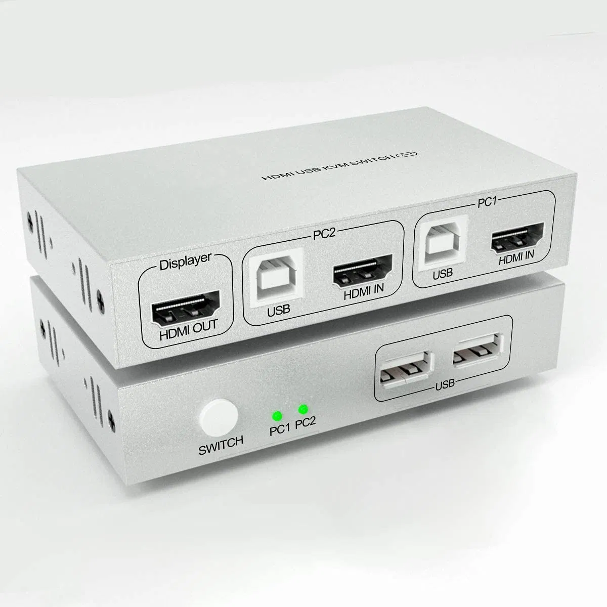 2-портовый HDMI KVM-коммутатор 2x1, 4K@30 Гц, USB-питание