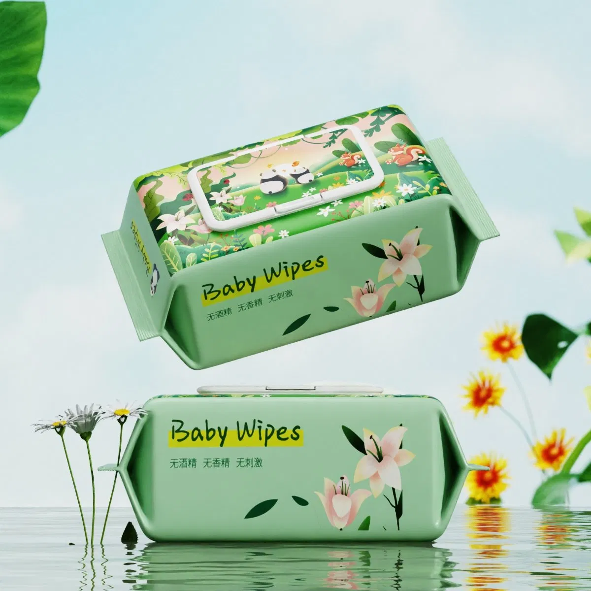 Professional Manufacturing Natural Extra Soft Cotton Wet Wipe for Baby Without Alcohol