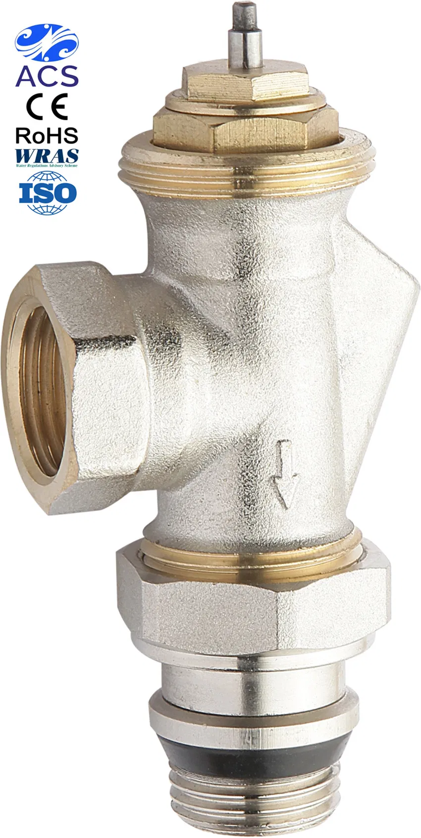 Nickel Plated 1/2" F Thermostatic Radiator Valve with Adaptor