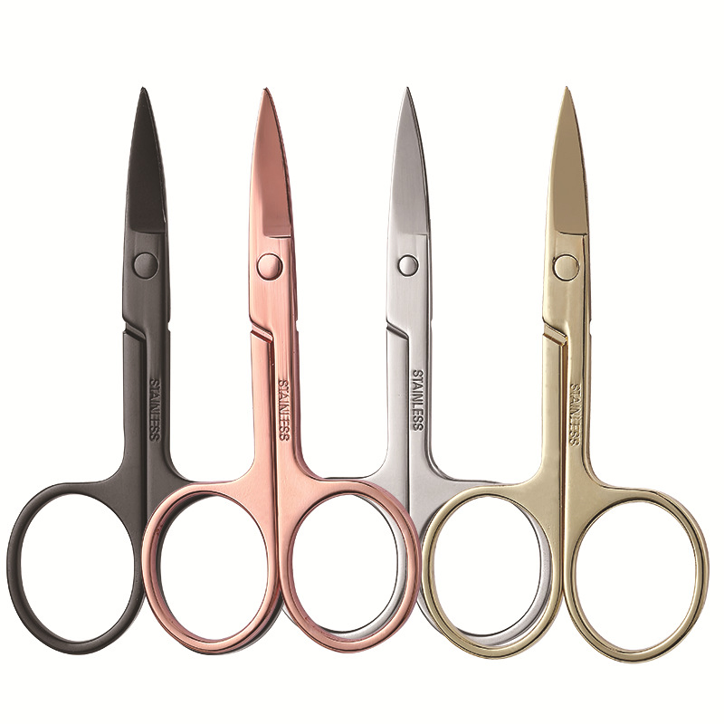 Colorful Coated with Glitter Stainless Steel Eyebrow Facial Eyebrow Eyelash Hair Beauty Scissors