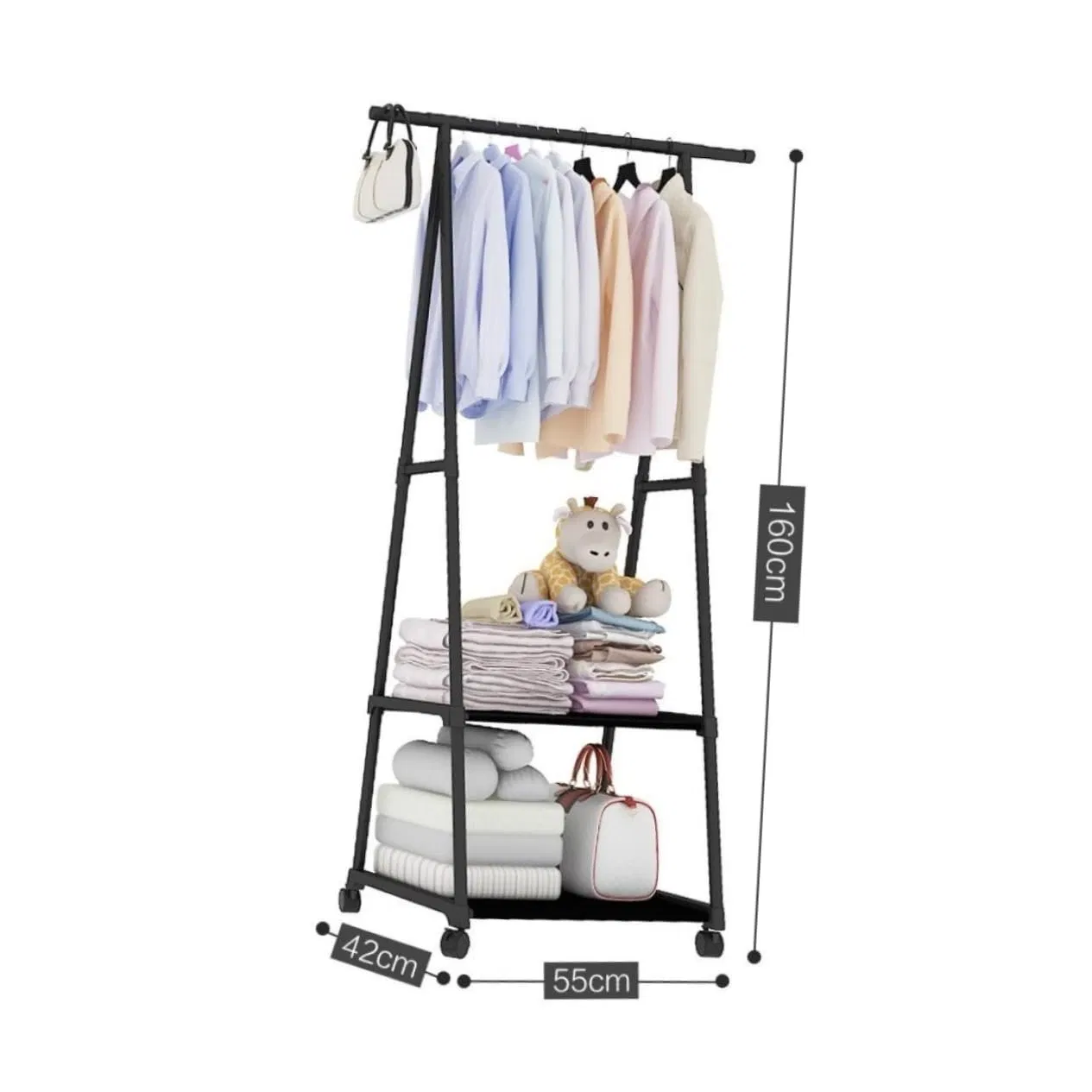 Напольная сушилка для одежды с полкой, металлическая