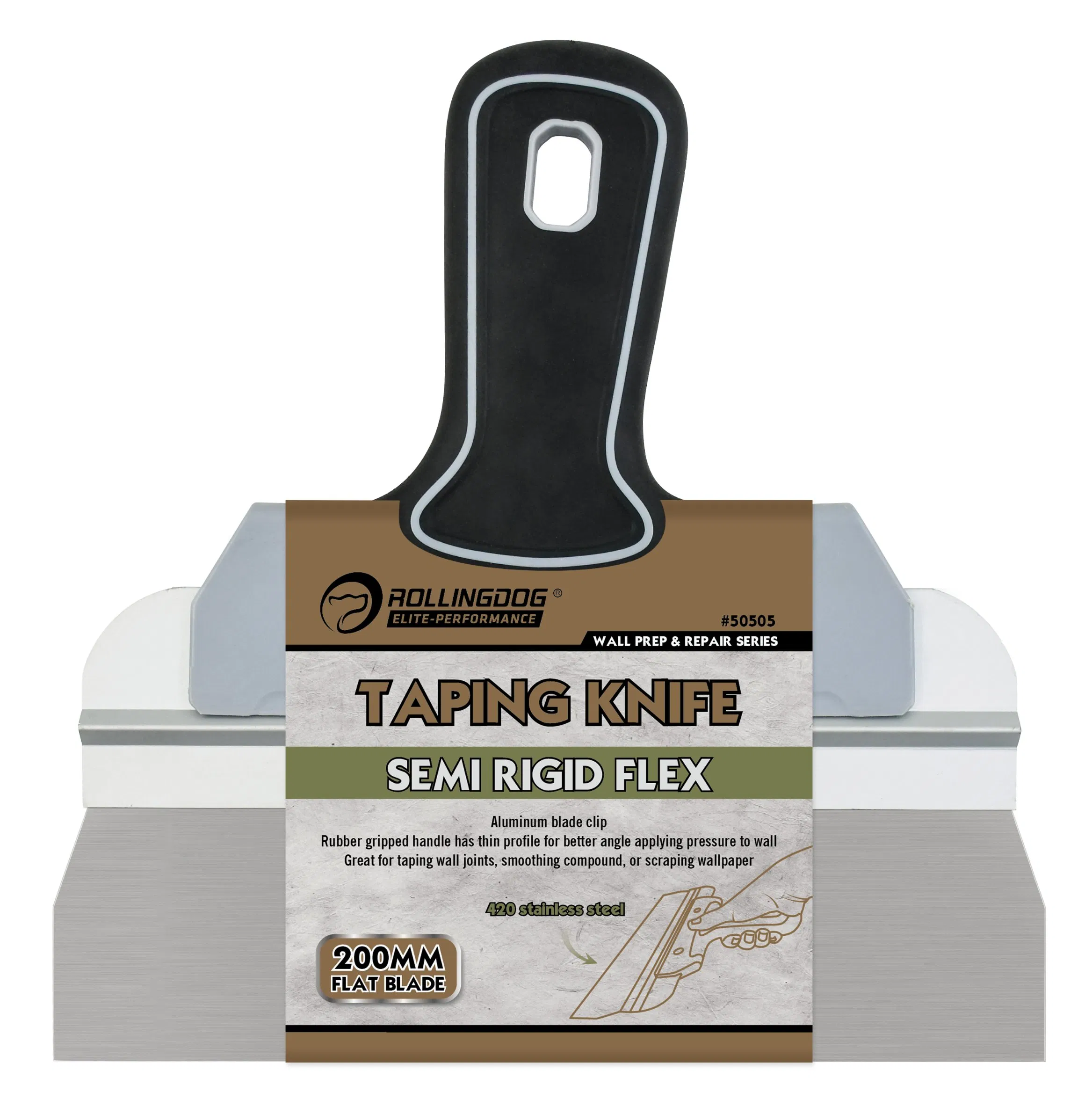 Rollingdog Elite 50505 Durable 200mm Taping Knife for Smooth Finishes