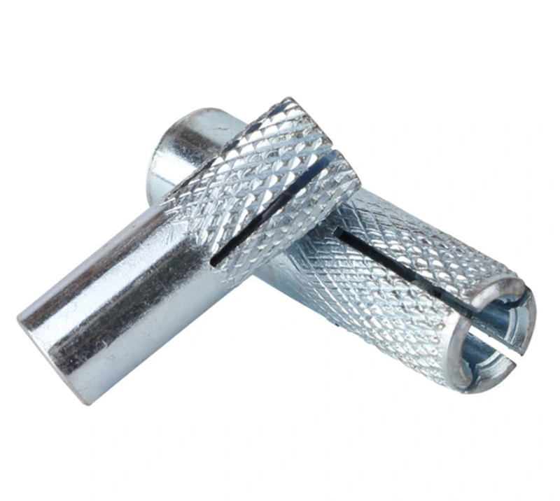 China Factory Price Degree 4.8 White Zinc Yellow Zinc Plated Brass Copper Expansion Bolts Carbon Steel Concrete Anchor Knurled Drop in Anchor