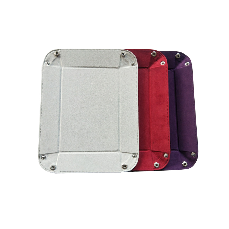 Custom Square Shaped Dice Tray Rectangle Foldable PU Leather Portable Dice Rolling Tray