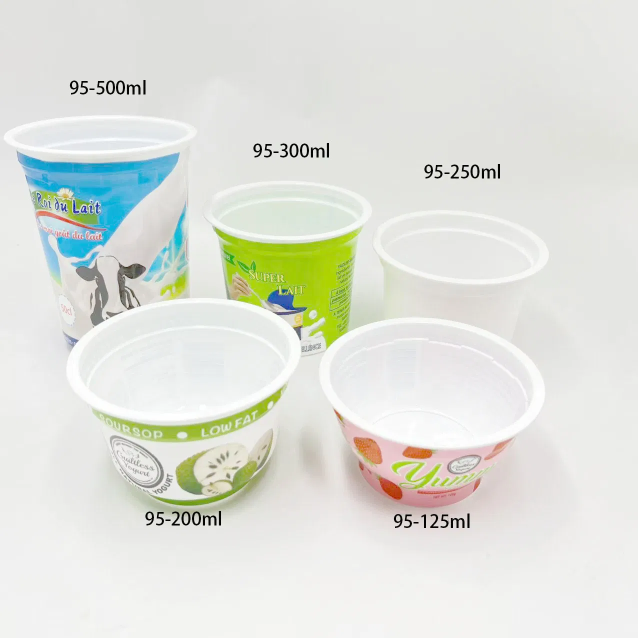 Чашки для йогурта PP с печатью, 95-500г