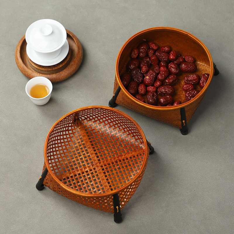 Плетеная корзина для чайного набора из бамбука