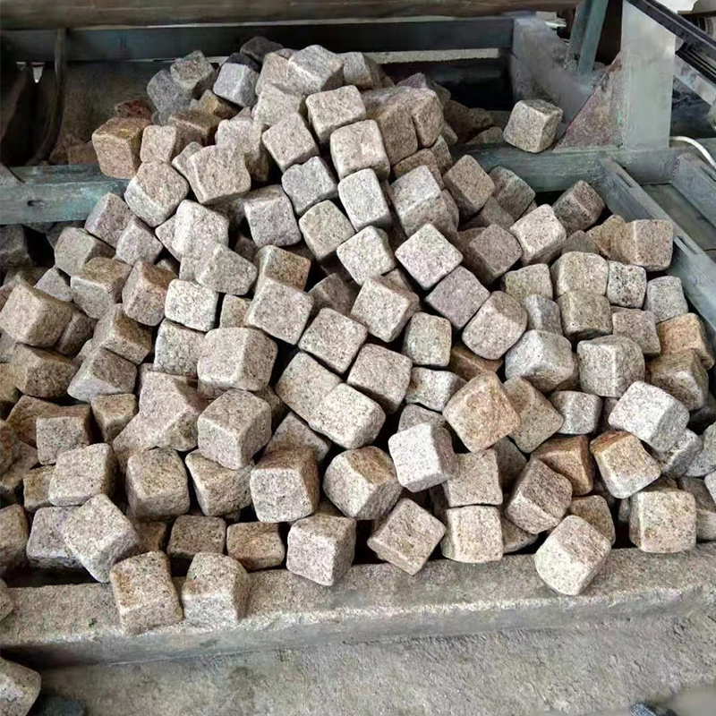 Tumbled Yellow G682 Granite Cobblestone Cube