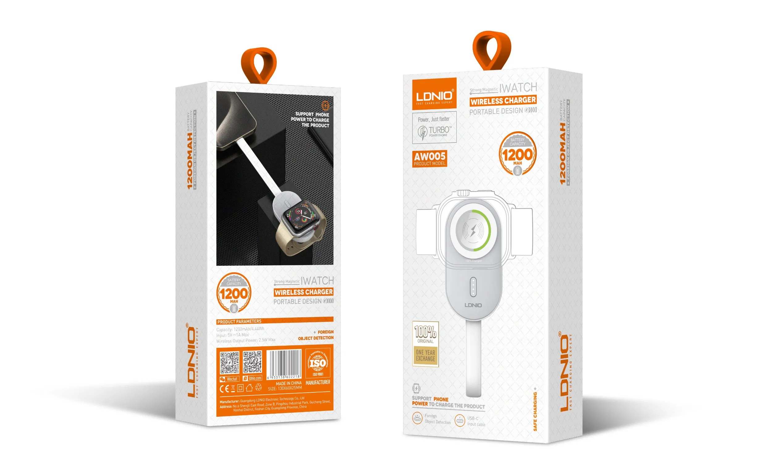 Ldnio Aw005 New Mini Portable Charger 1200mAh Emergency Keychain Powerbank Key Chain Power Bank Wireless Charging for iWatch Wireless Charger