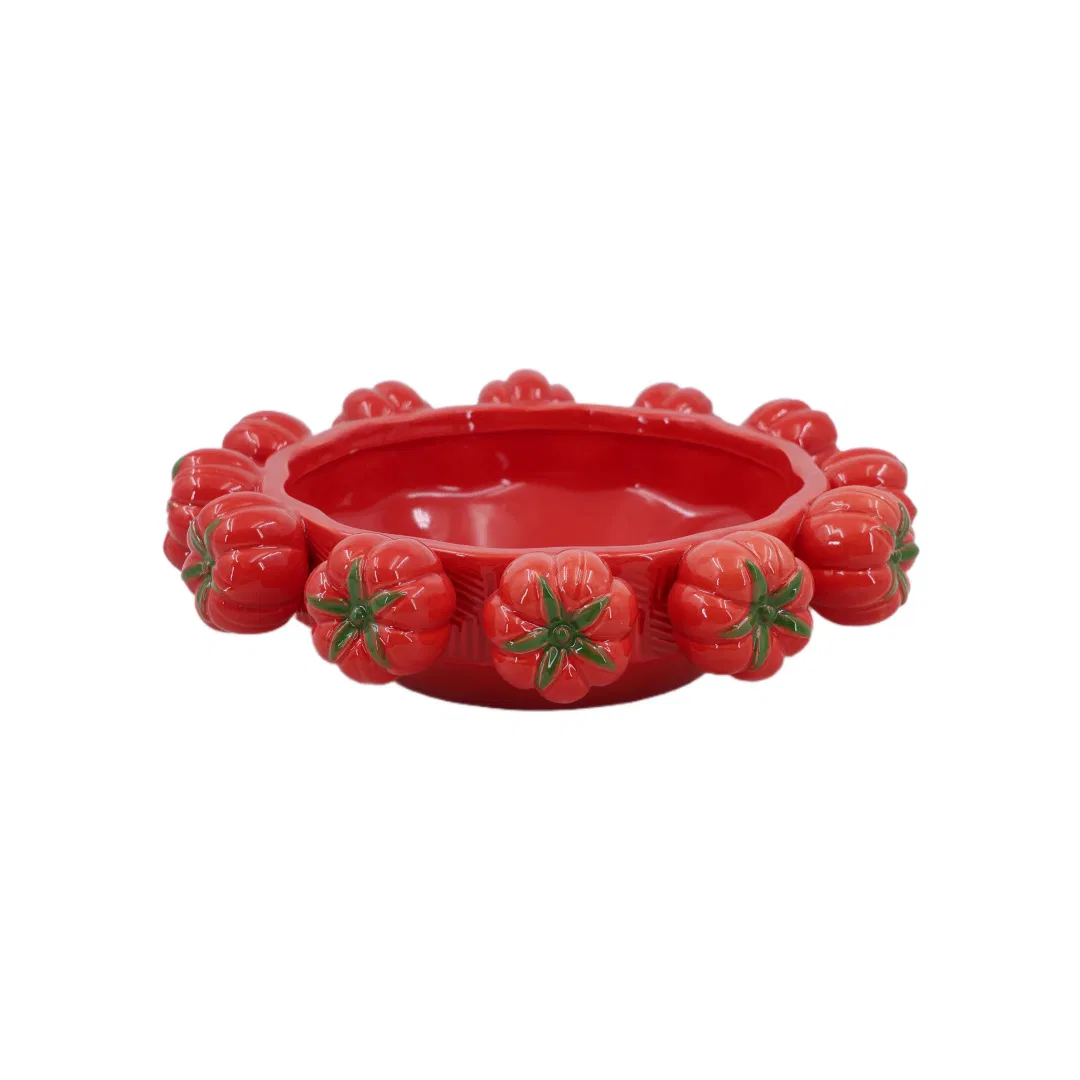 Creative Tomato Ceramic Bowl Large Decorative Fruit Bowl Red Ceramic Fruit Plate Home Table Decoration Wholesale