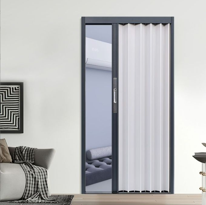 Modern Bi-Fold Slidinq Retractable Aluminum Alloy Invisible Low Rail Space-Saving Kitchen Shoppingmall Exterior Entrynfrc Door