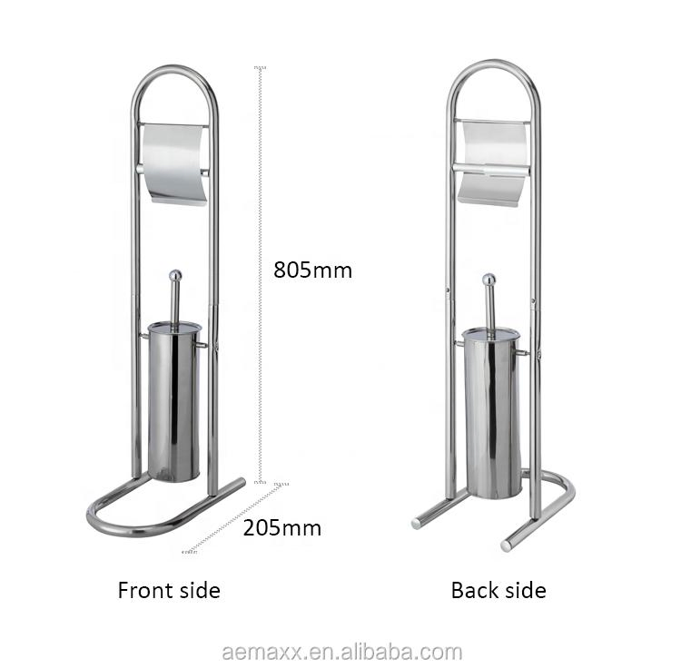 Bathroom Stainless Steel Toilet Brush and Paper Roll Holder