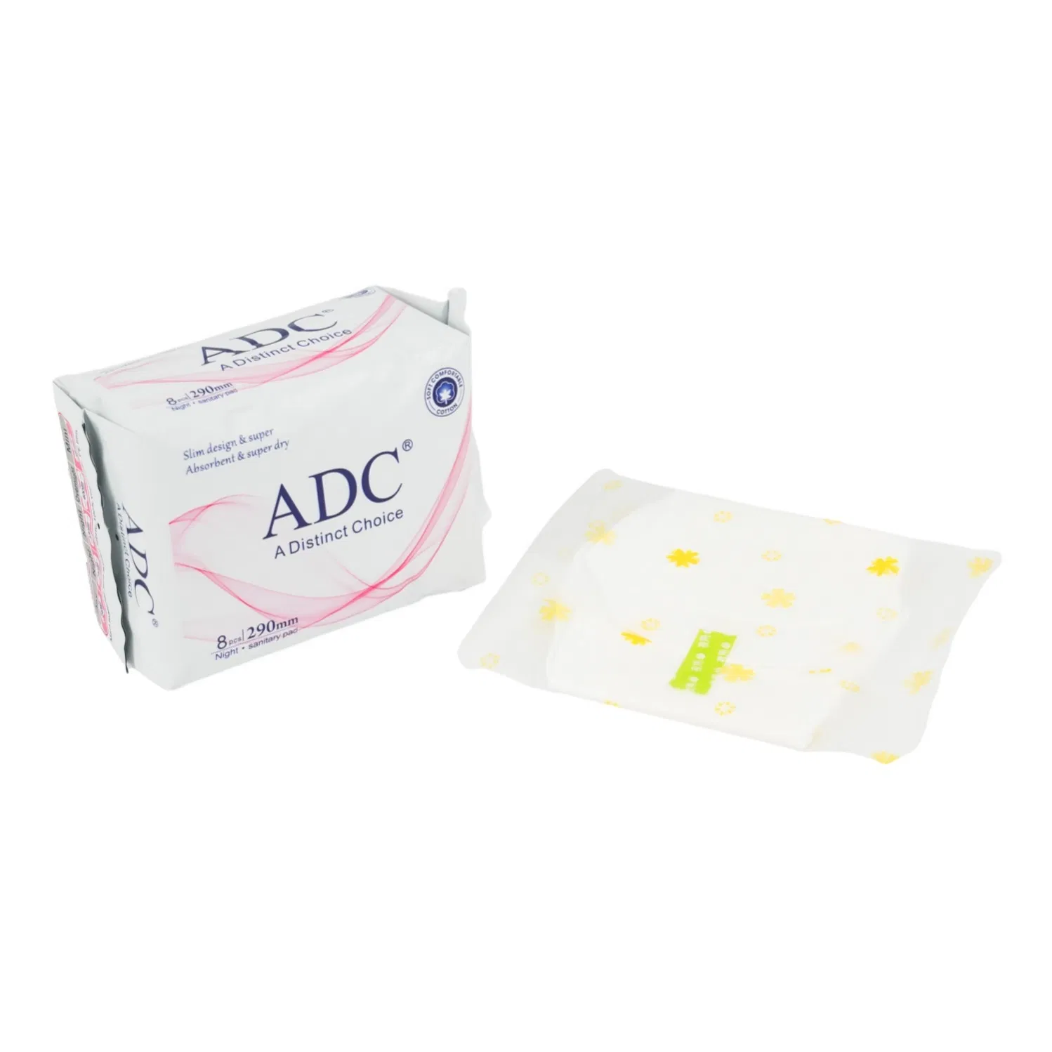 Natural Cotton Women Sanitary Pad Breathable Sanitary Napkin with Pattern