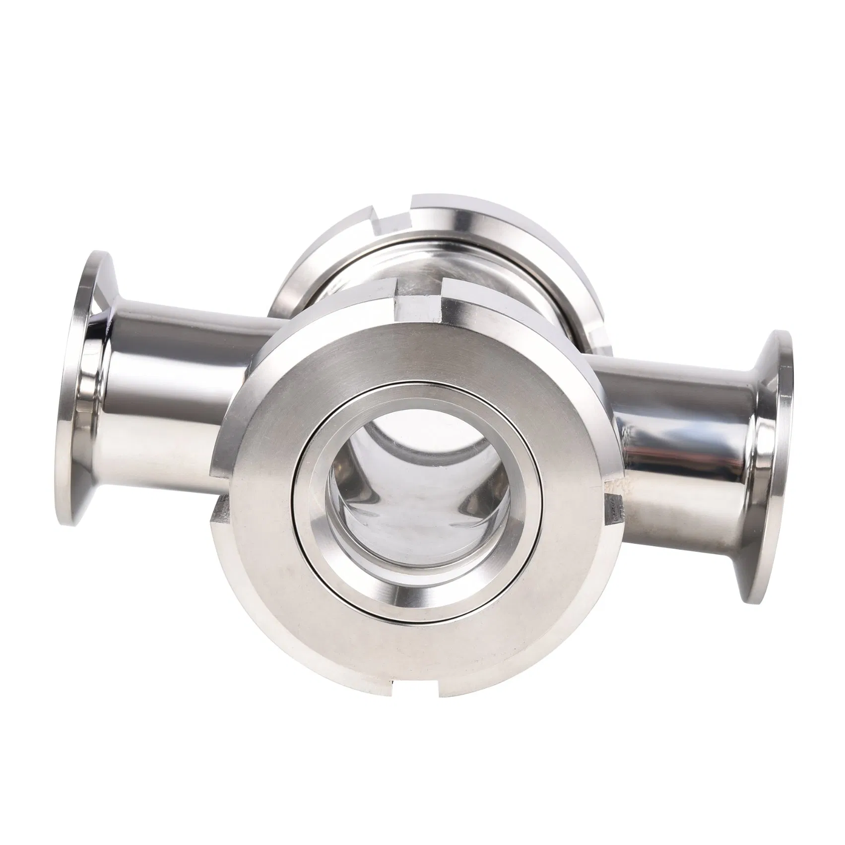 Hygienic Piping System Sanitary Stainless Steel Clamped Four-Way Cross Union Sight Glass