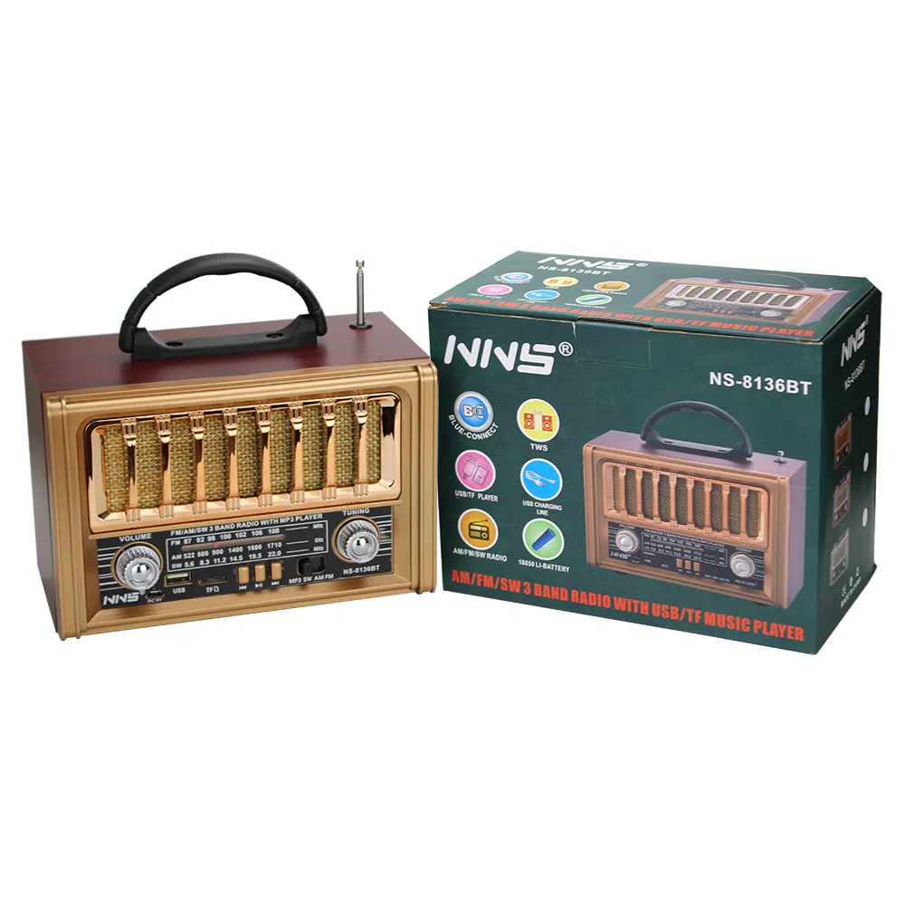 Ретро радио NS-8136BT с Bluetooth, деревянный корпус