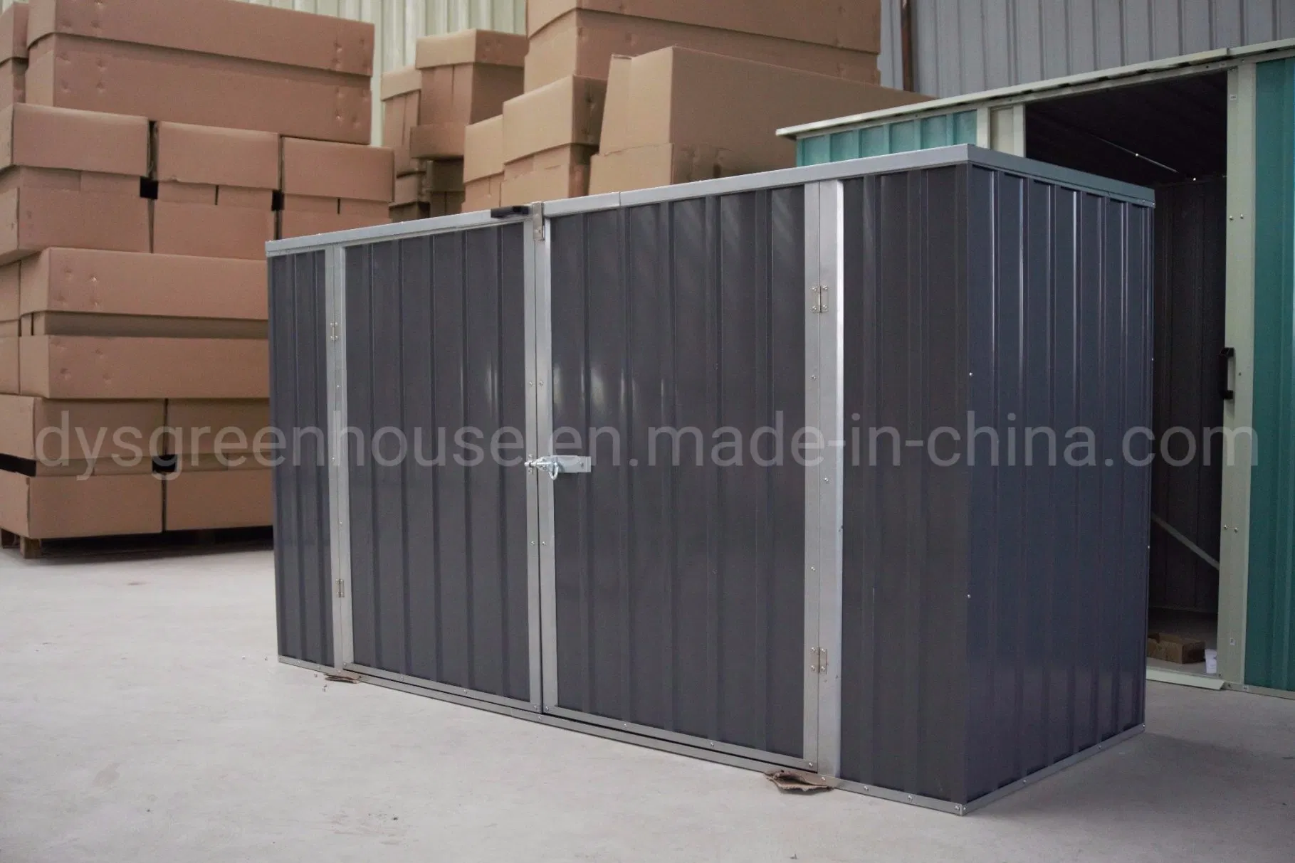Outdoor Dark Grey Color Steel Metal Shed for Storing Bikes 7X3
