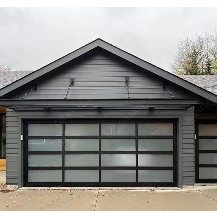 Custom Electrical Shutter Doors Villa Exterior Aluminum Garage Doors Tempered Glass Garage Doors