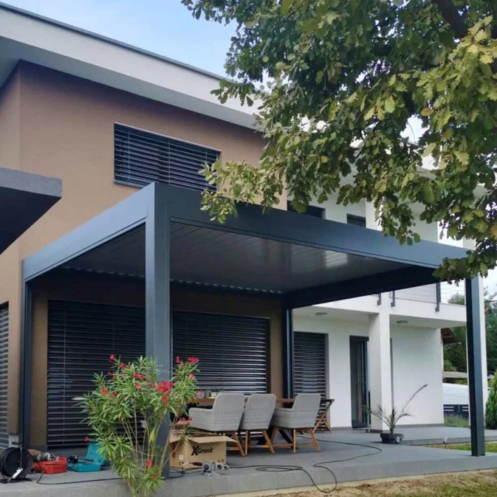 OEM/ODM Modern Furniture Hotel Tent Living Room Canopy Sun Shade Pavilion Bar Party Awning Restaurant Gazebo Aluminum Outdoor Pergola