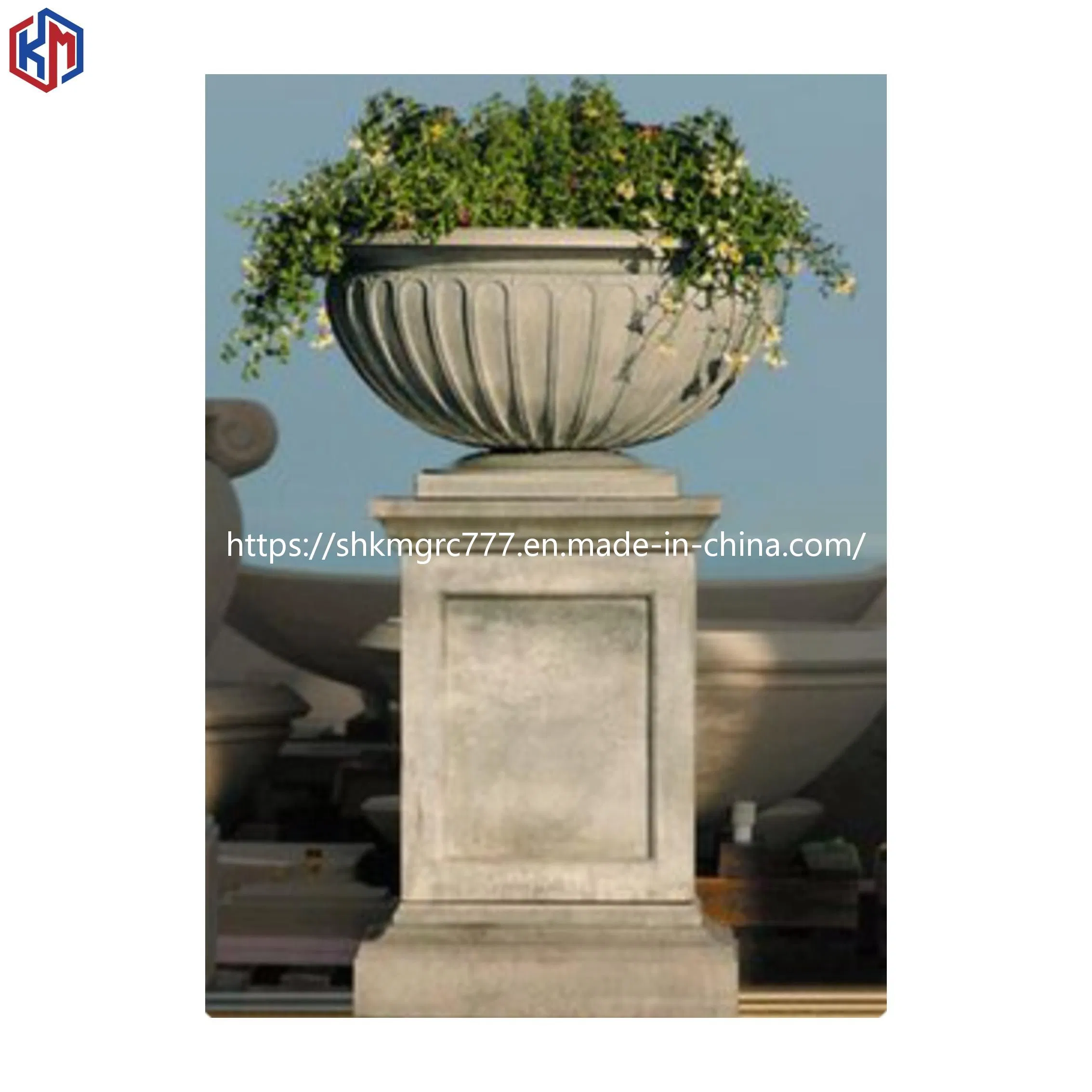 Garden Ornaments Plant Container Grc Flower Pot White Concrete Customizable Planter