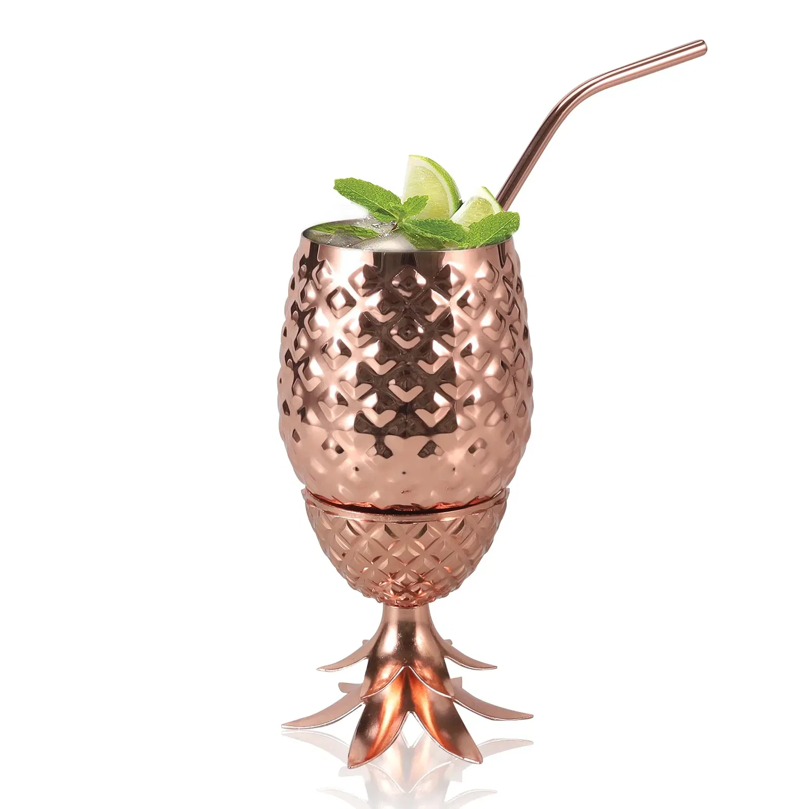 Wholesale Popular Moscow Tumbler Bar Stainless Steel Pineapple Cup with Straw