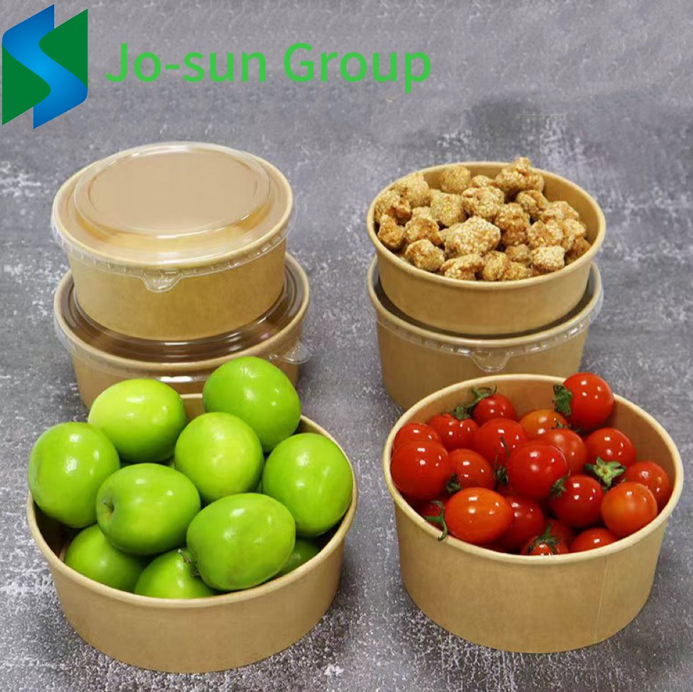 Jo-Sun in Stock Eco-Friendly Disposable Kraft Paper Fruit Salad Food Bowl 1300 Ml