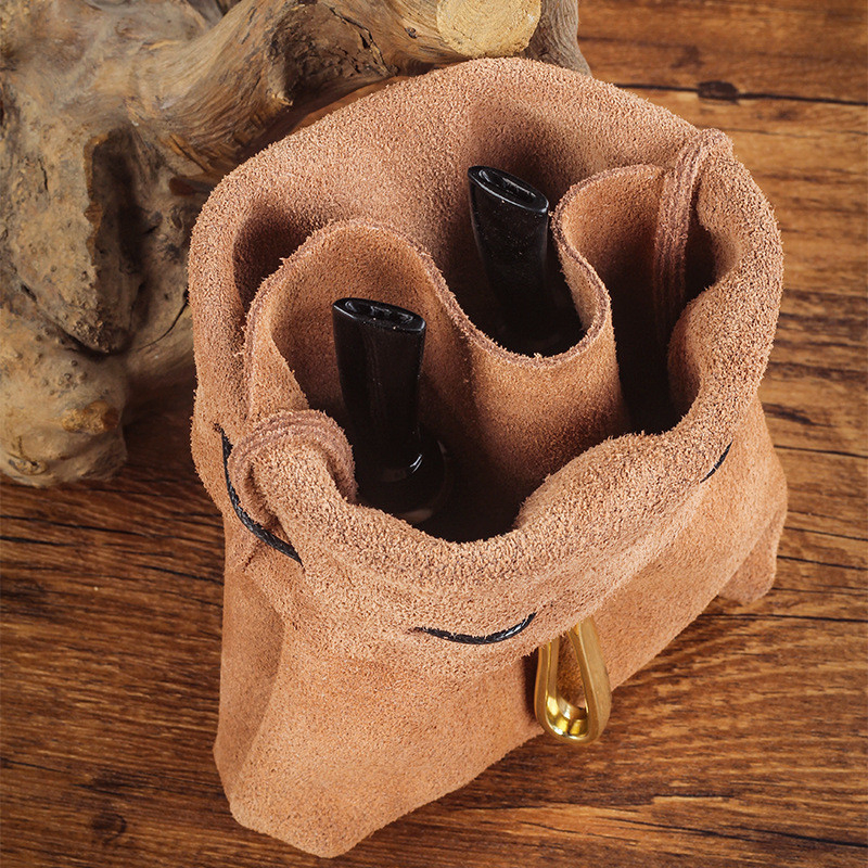 Ea443 Custom Logo Wholesale Drawstring Tobacco Pouch for Men Vintage Leather Accessories Smoking Kit Bag Storage Pipe Cigar Box