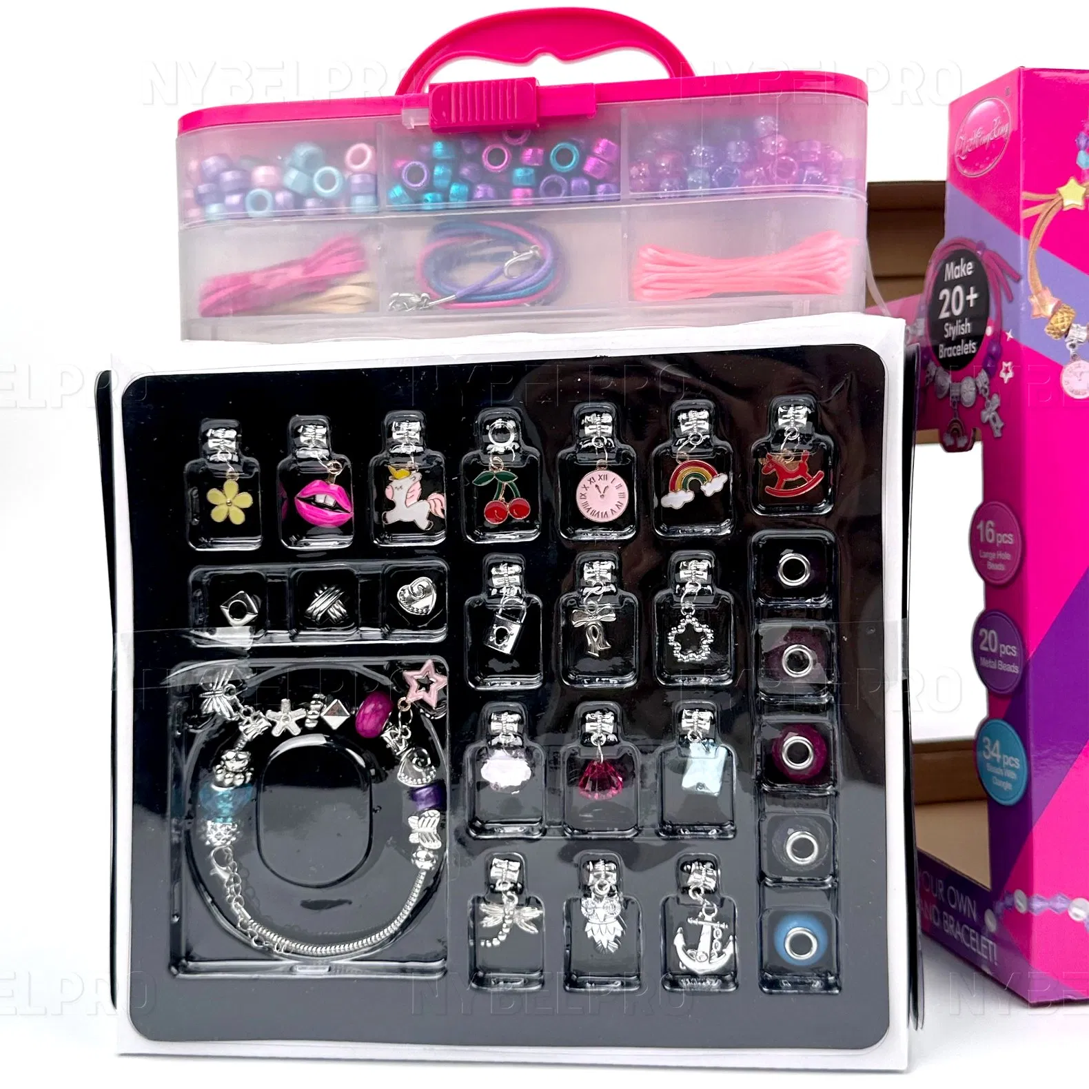 Factory Wholesale Girls Gifts Princess Jewellery Set Bead Gift Plastic Transparent Beads Colourful Beads Bracelet for Girl Gift