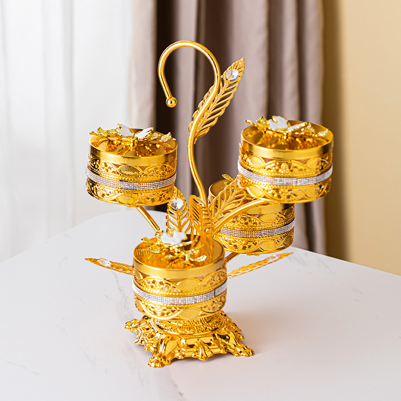 Includes 4 Glass Bowls and Gold-Plated Iron Stand Candy Bowl