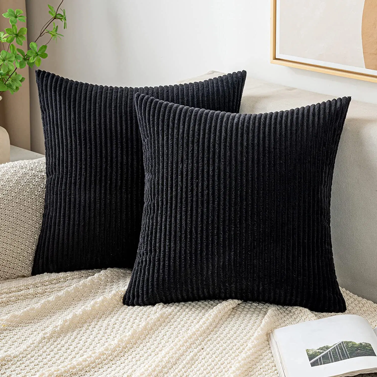 Striped Super Soft Solid Color Pillow Cover 45X45cm Sofa Decor Cushion Cover